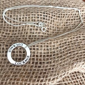 Silver ‘Courage’ Pendant & Ster. Silver 20” Chain